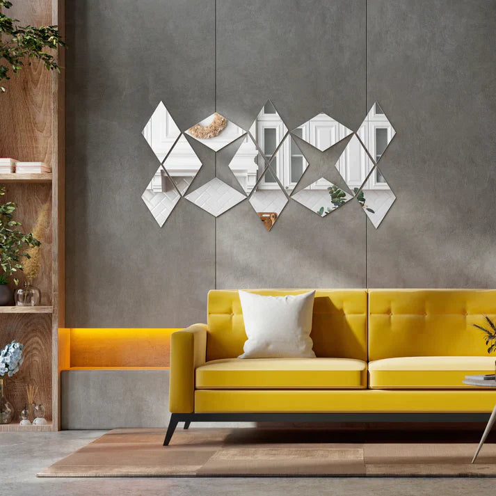 Acrylic Rhombus Mirror Wall Stickers - Al Marwati Decor