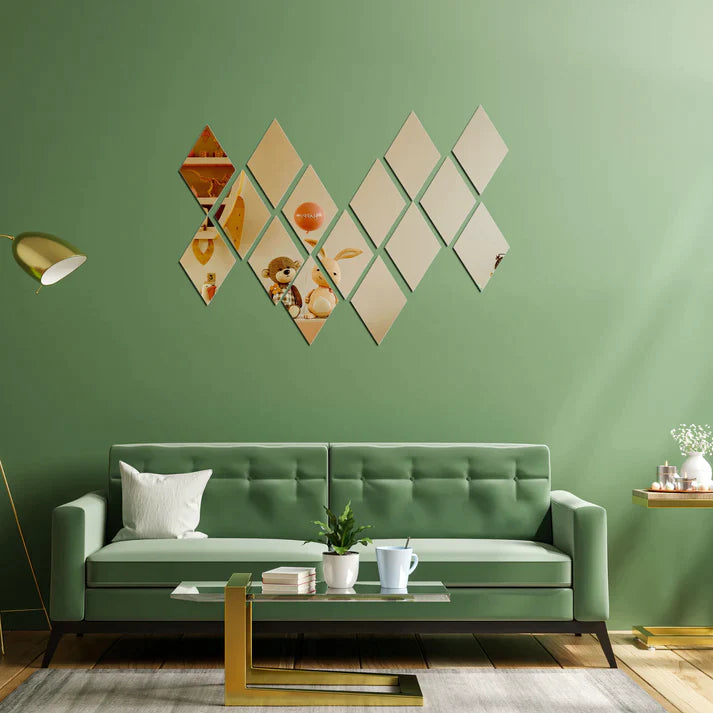Acrylic Rhombus Mirror Wall Stickers - Al Marwati Decor