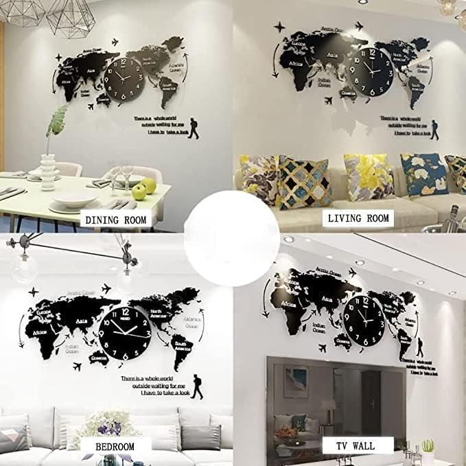 World Map Stylish 3D Wall Clock For Home Decor Living Room Bed Room Office Unique Clock Best Gift Item Best For Wall Decor - Al Marwati Decor