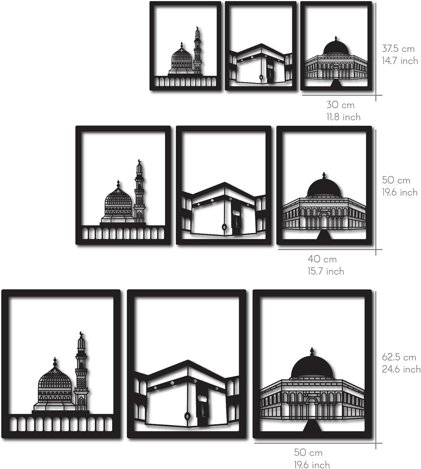 Masjid Al Aqsa, Masjid Al-Haram & Masjid An-Nabawi Islamic Wall Art - Al Marwati Decor