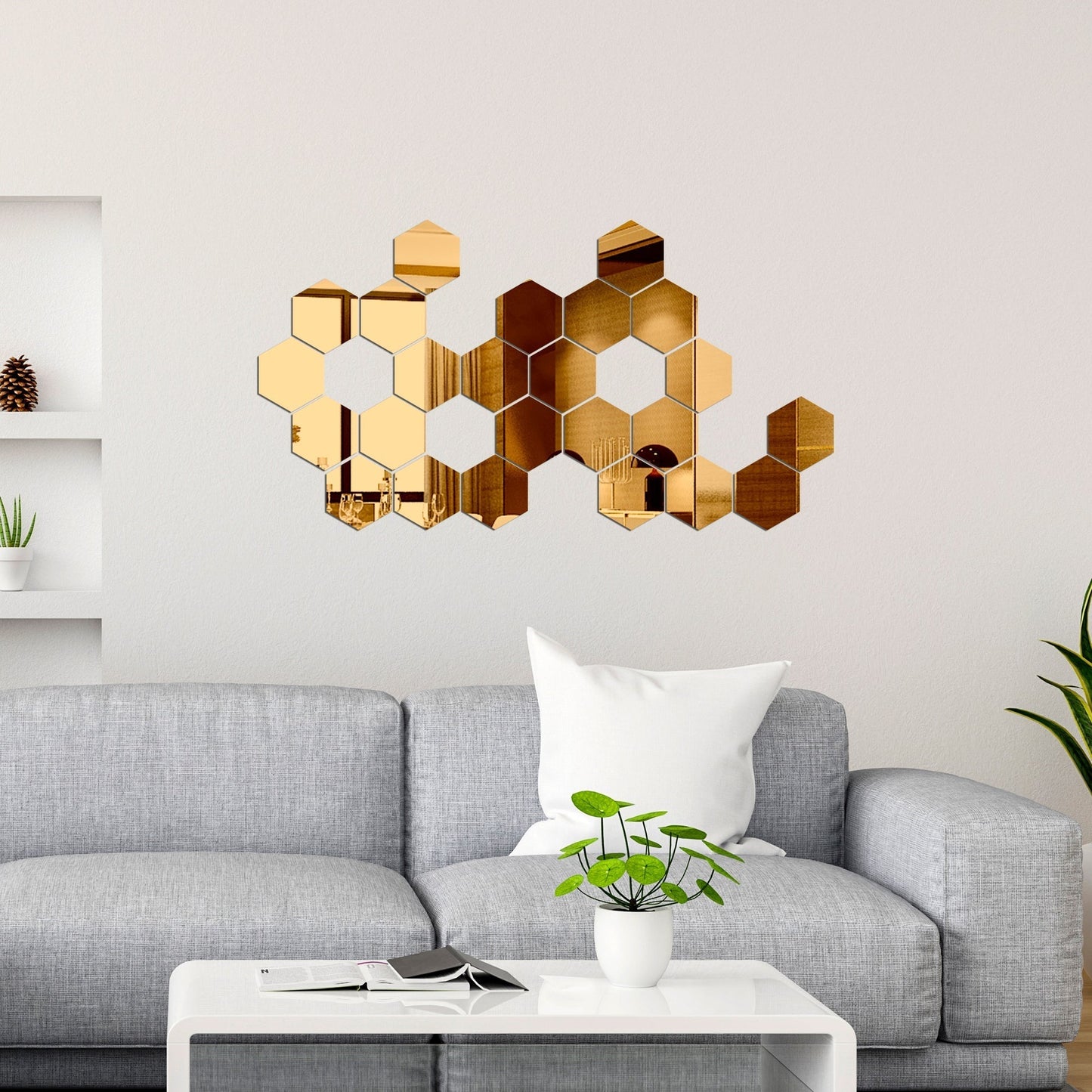 Acrylic Hexagon Mirror Wall Stickers - Al Marwati Decor