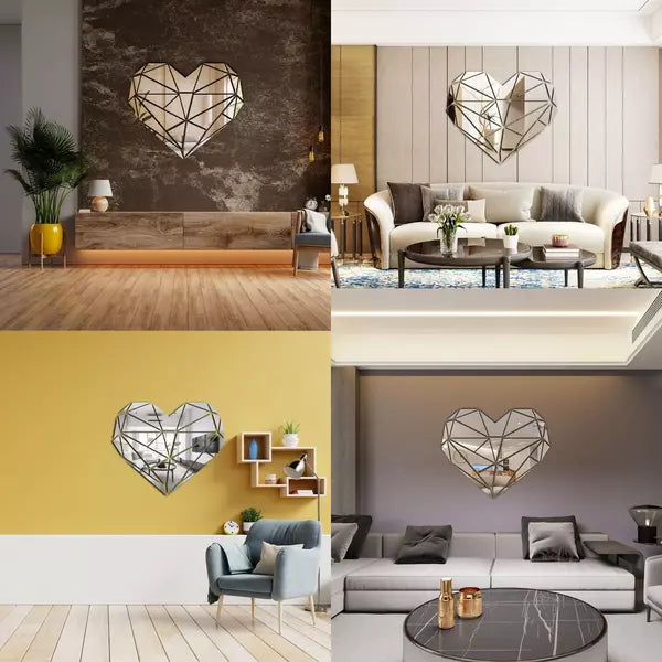 Acrylic Heart Mirror Wall Stickers - Al Marwati Decor