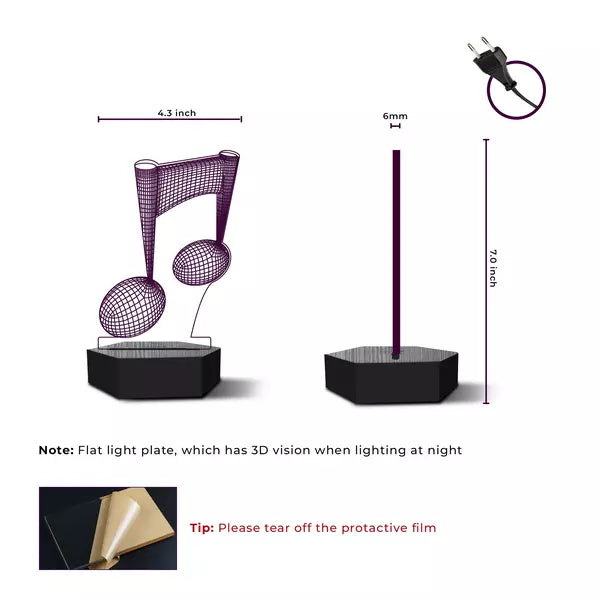 Music 3D Illusion Lamp - Al Marwati Decor