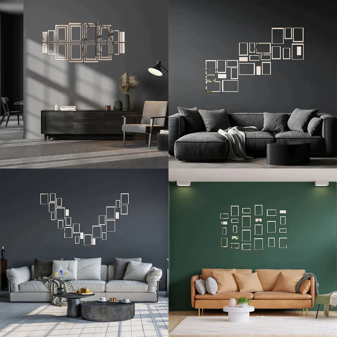 Acrylic Rectangle Ring Mirror Wall Stickers - Al Marwati Decor