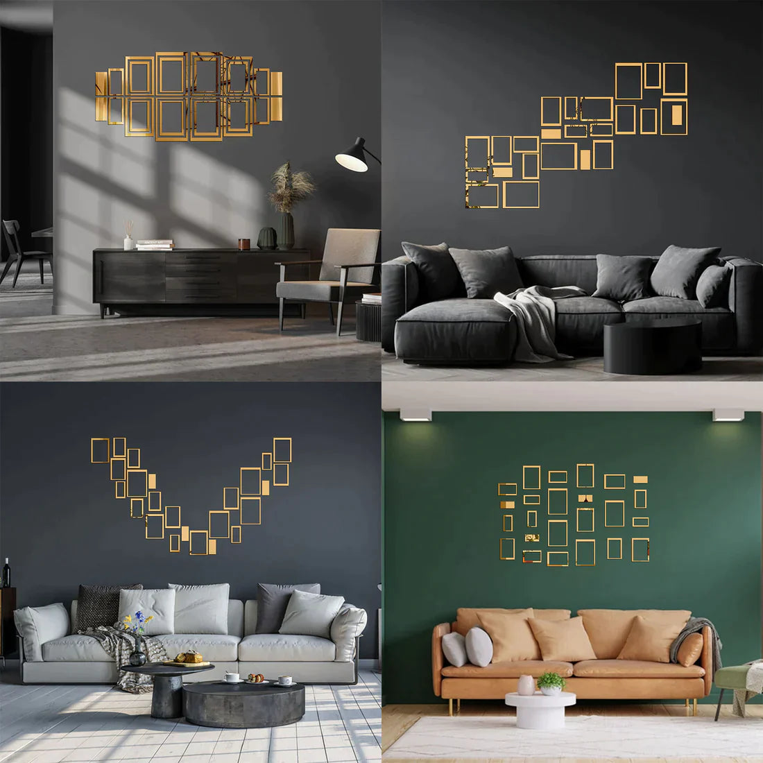 Acrylic Rectangle Ring Mirror Wall Stickers - Al Marwati Decor