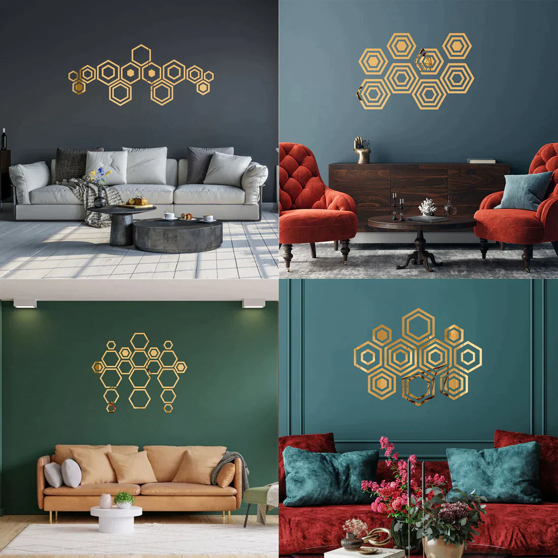 Acrylic Hexagon Ring Mirror Wall Stickers - Al Marwati Decor
