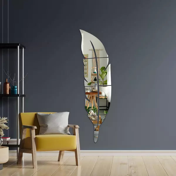 Acrylic Feather Mirror Wall Sticker - Al Marwati Decor