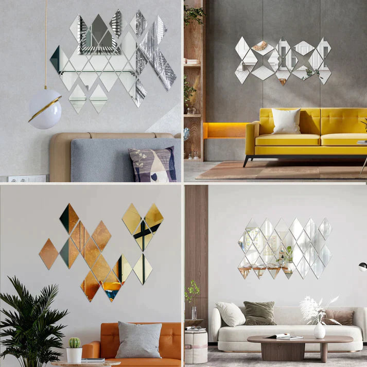 Acrylic Rhombus Mirror Wall Stickers - Al Marwati Decor