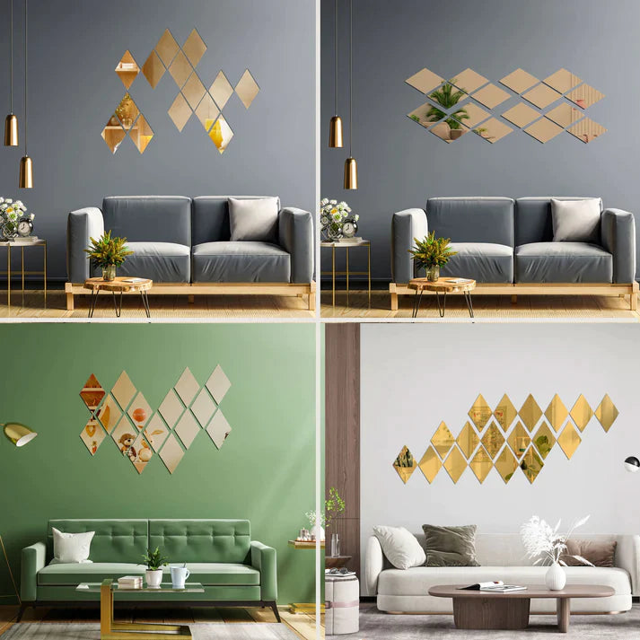 Acrylic Rhombus Mirror Wall Stickers - Al Marwati Decor