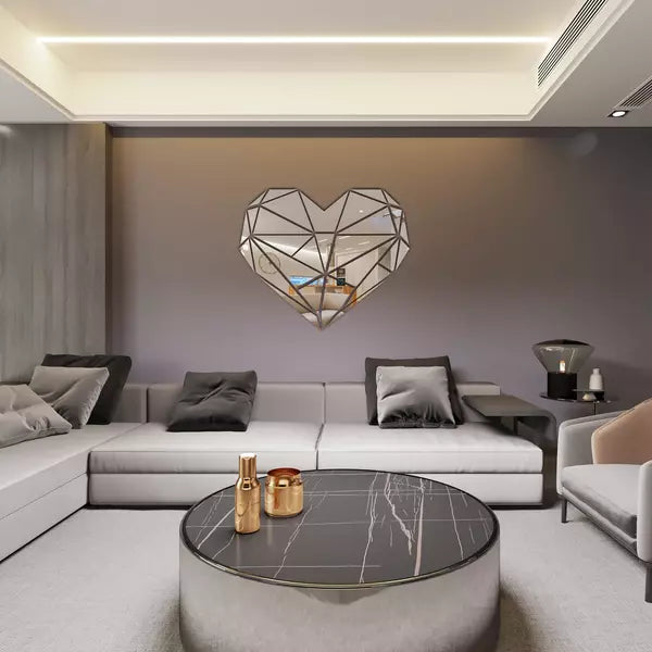 Acrylic Heart Mirror Wall Stickers - Al Marwati Decor