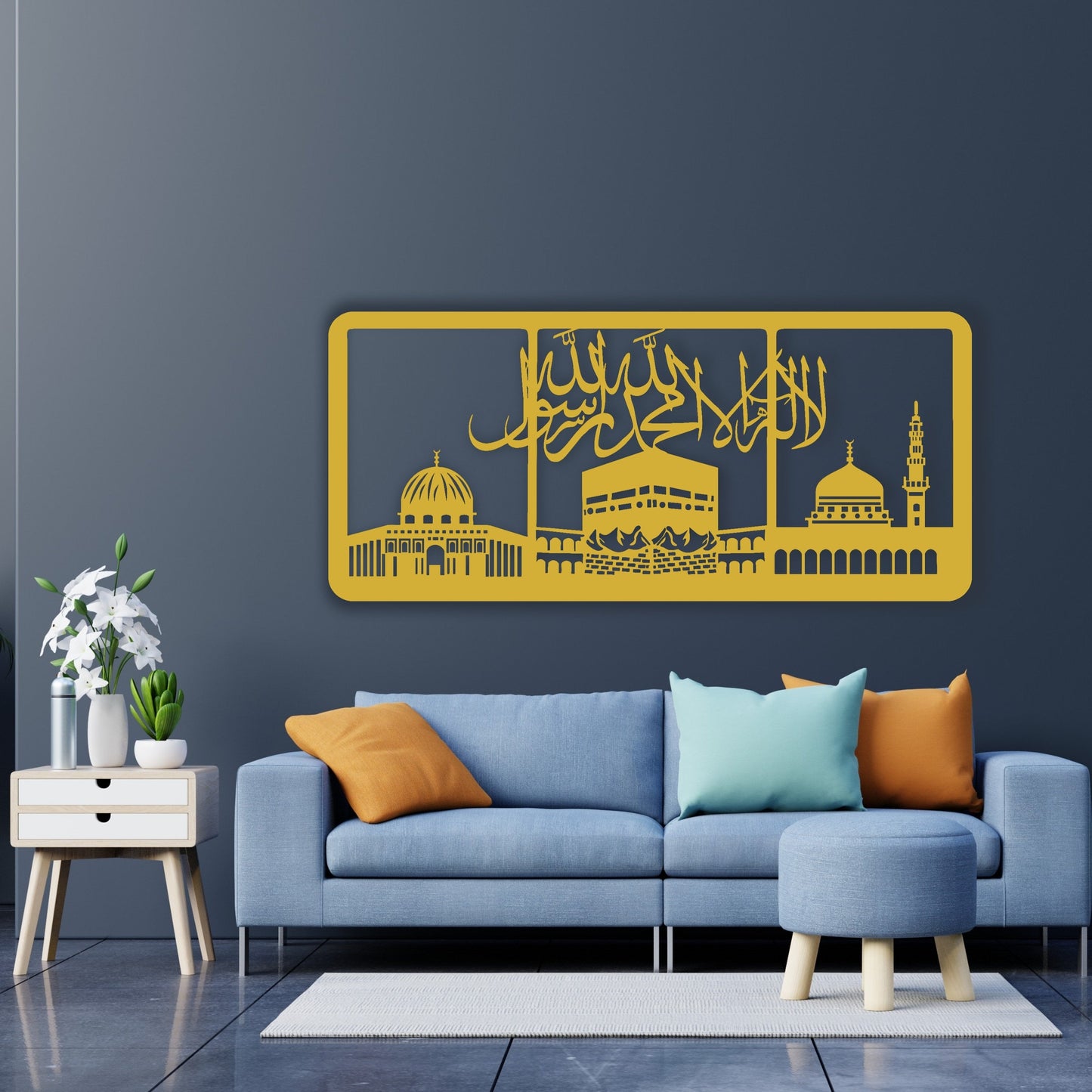 Al Aqsa, Masjid Al Haram, An Nabawi, Word A Tawhid, Kaaba Wall Art - Al Marwati Decor
