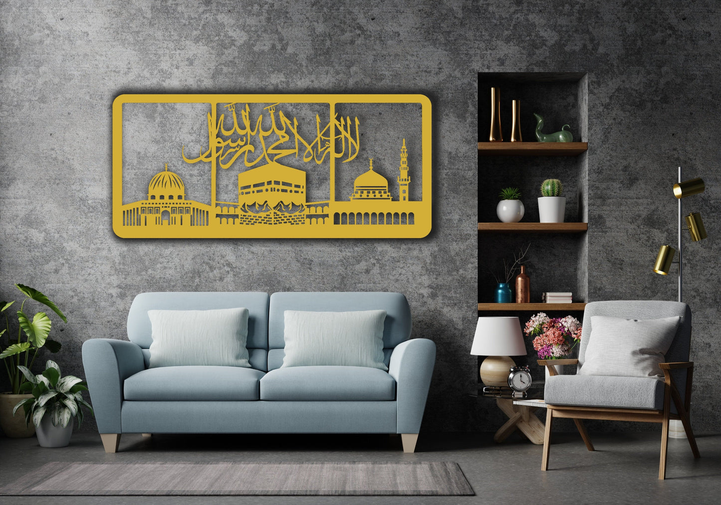Al Aqsa, Masjid Al Haram, An Nabawi, Word A Tawhid, Kaaba Wall Art - Al Marwati Decor