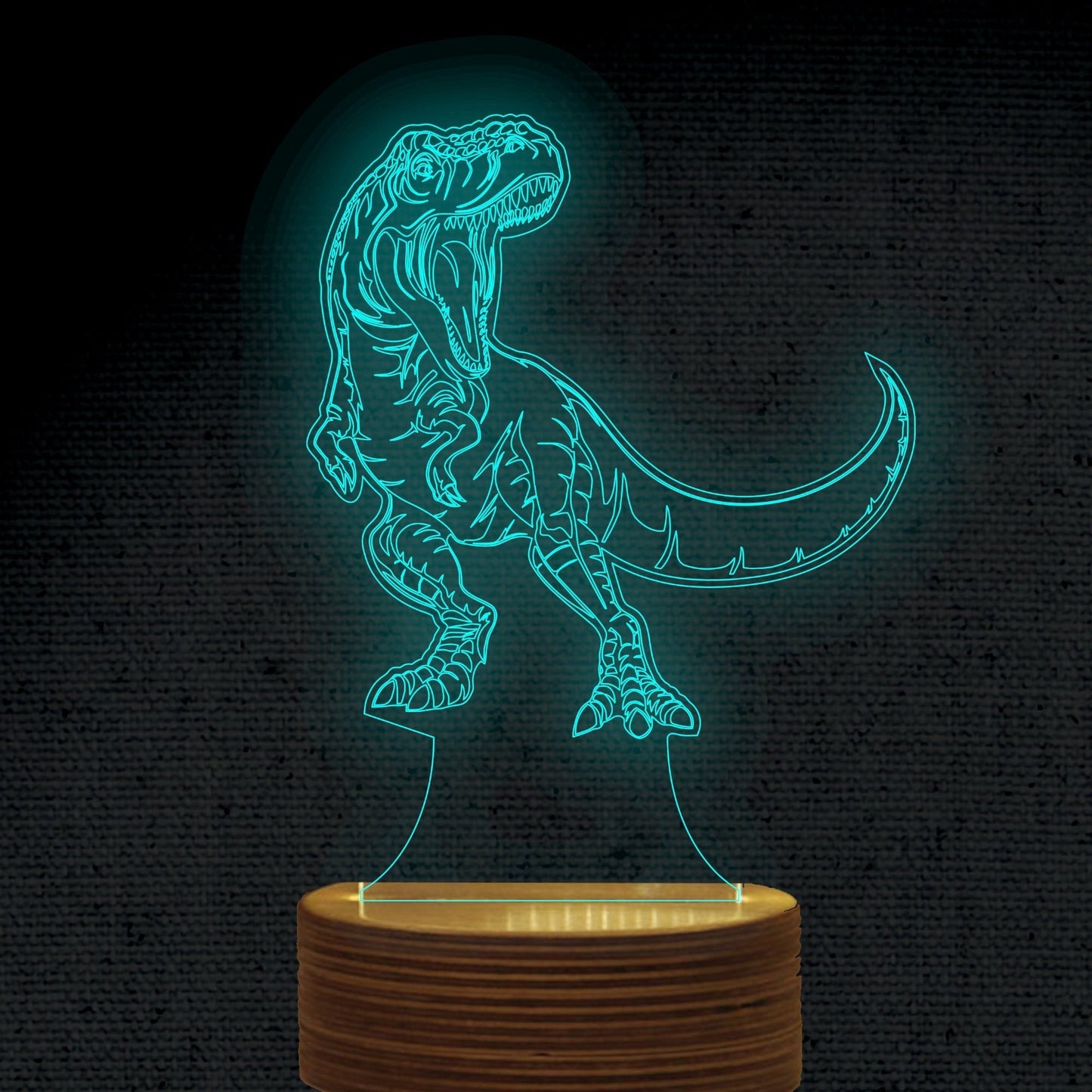Dinosaur Rex 3D Illusion Acrylic Hologram Night Led Lamp - Al Marwati Decor