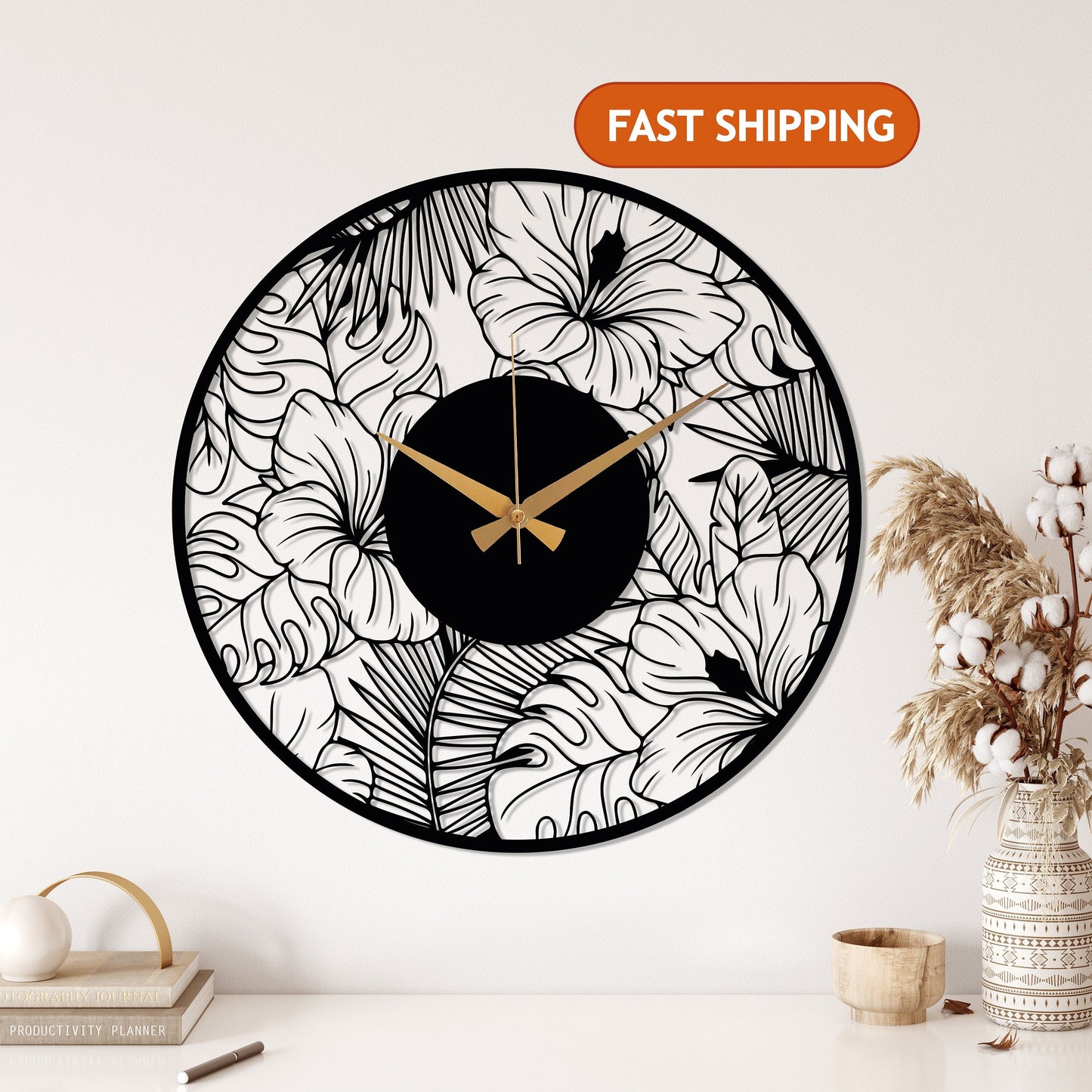 Poppy Flower Acrylic Wall Clock - Al Marwati Decor