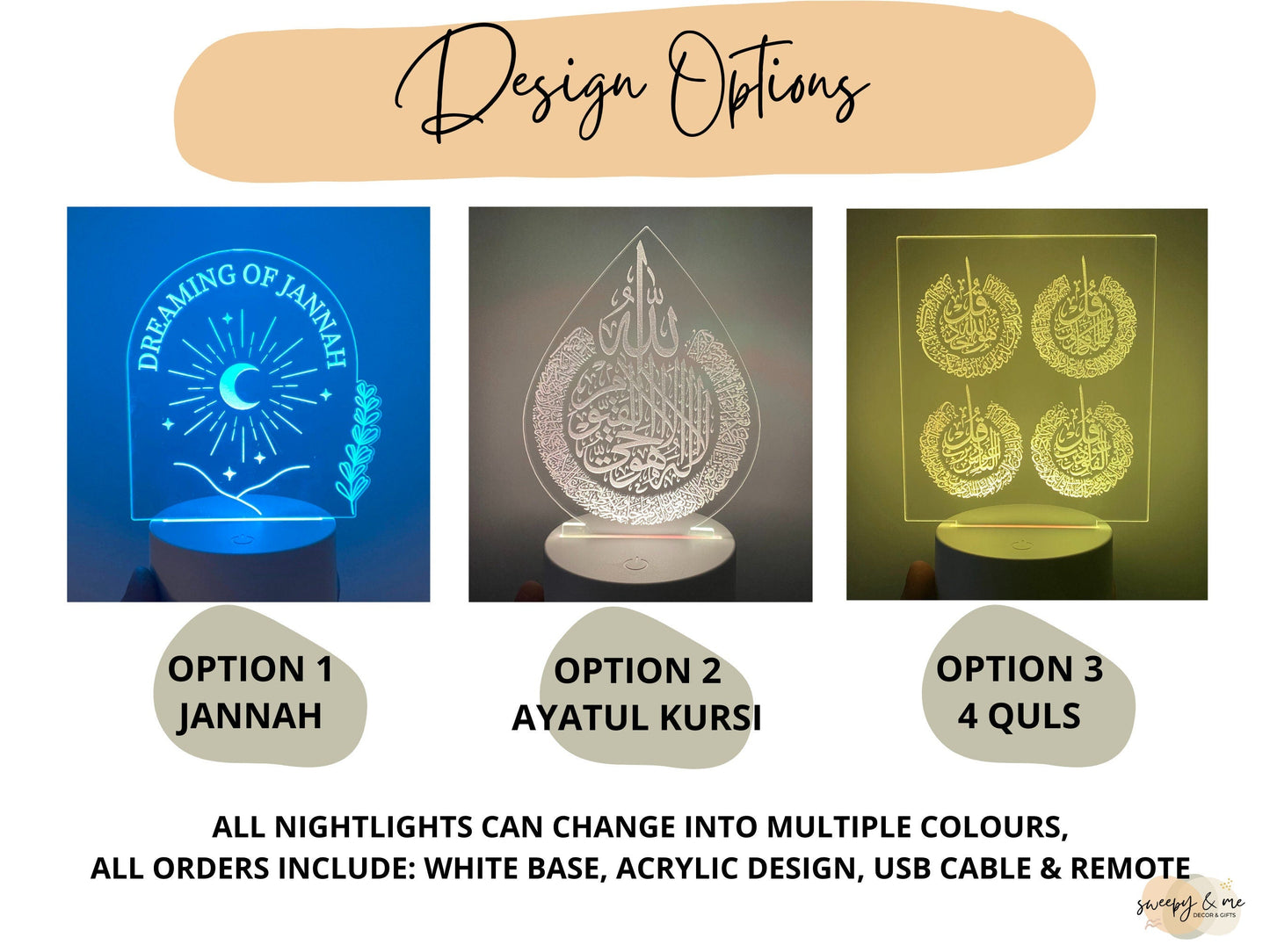 Laser Engraved Nightlight, Customized Nightlight, Islamic Gift, Eid Gift, Ramadan Gift, Ramadan Decor, Eid Decor, Islamic Decor - Al Marwati Decor