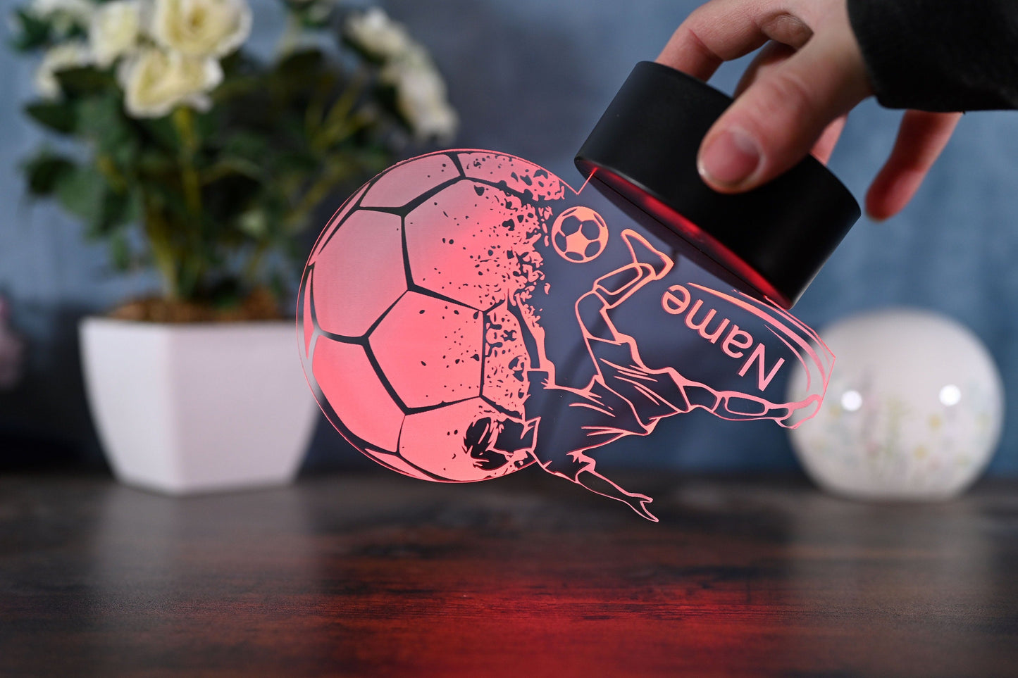 Personalized Soccer Lamp - Unique Bedroom Night Light and Home Decor Gift for Kids and Soccer Fans - Al Marwati Decor