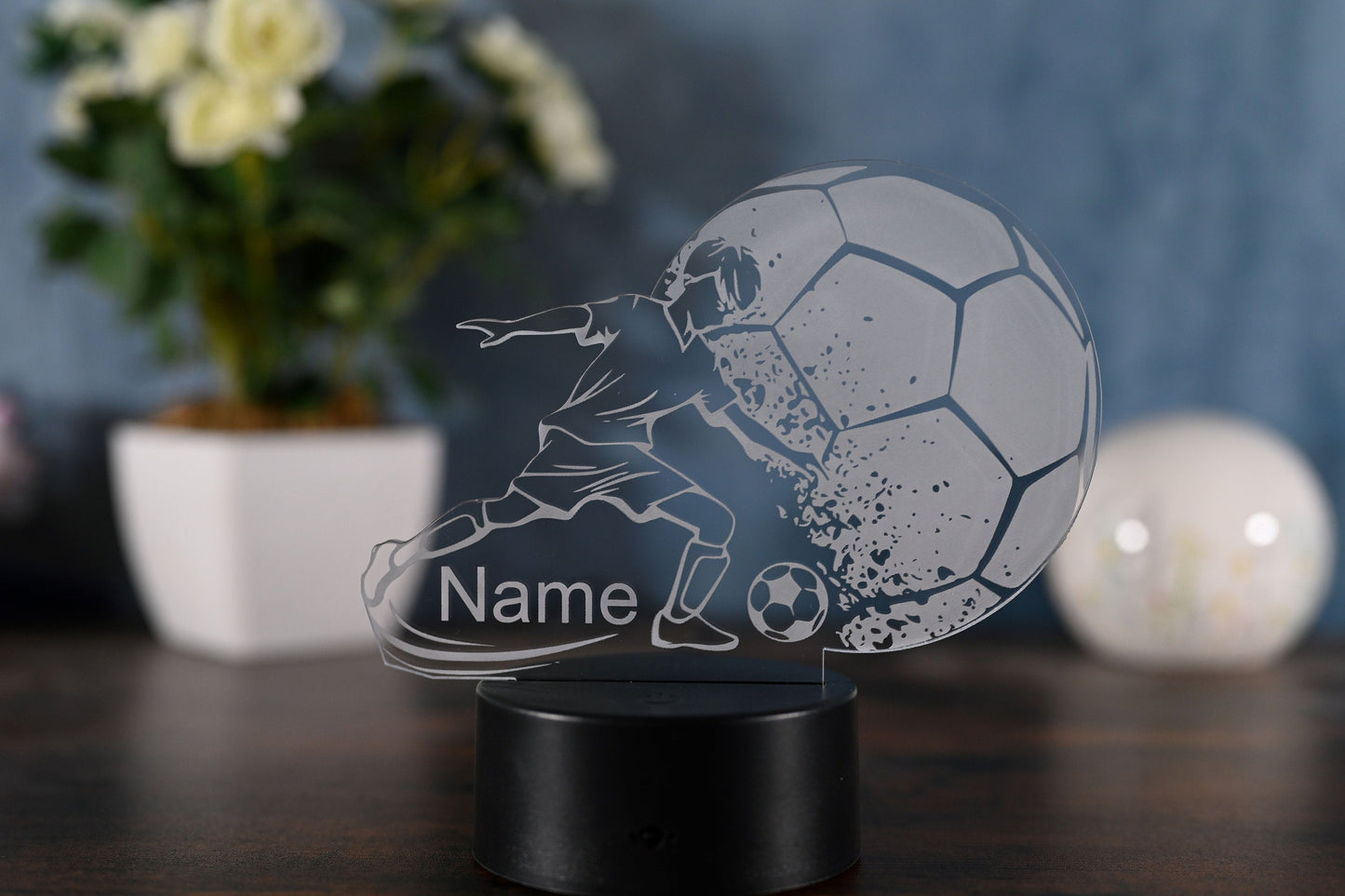 Personalized Soccer Lamp - Unique Bedroom Night Light and Home Decor Gift for Kids and Soccer Fans - Al Marwati Decor