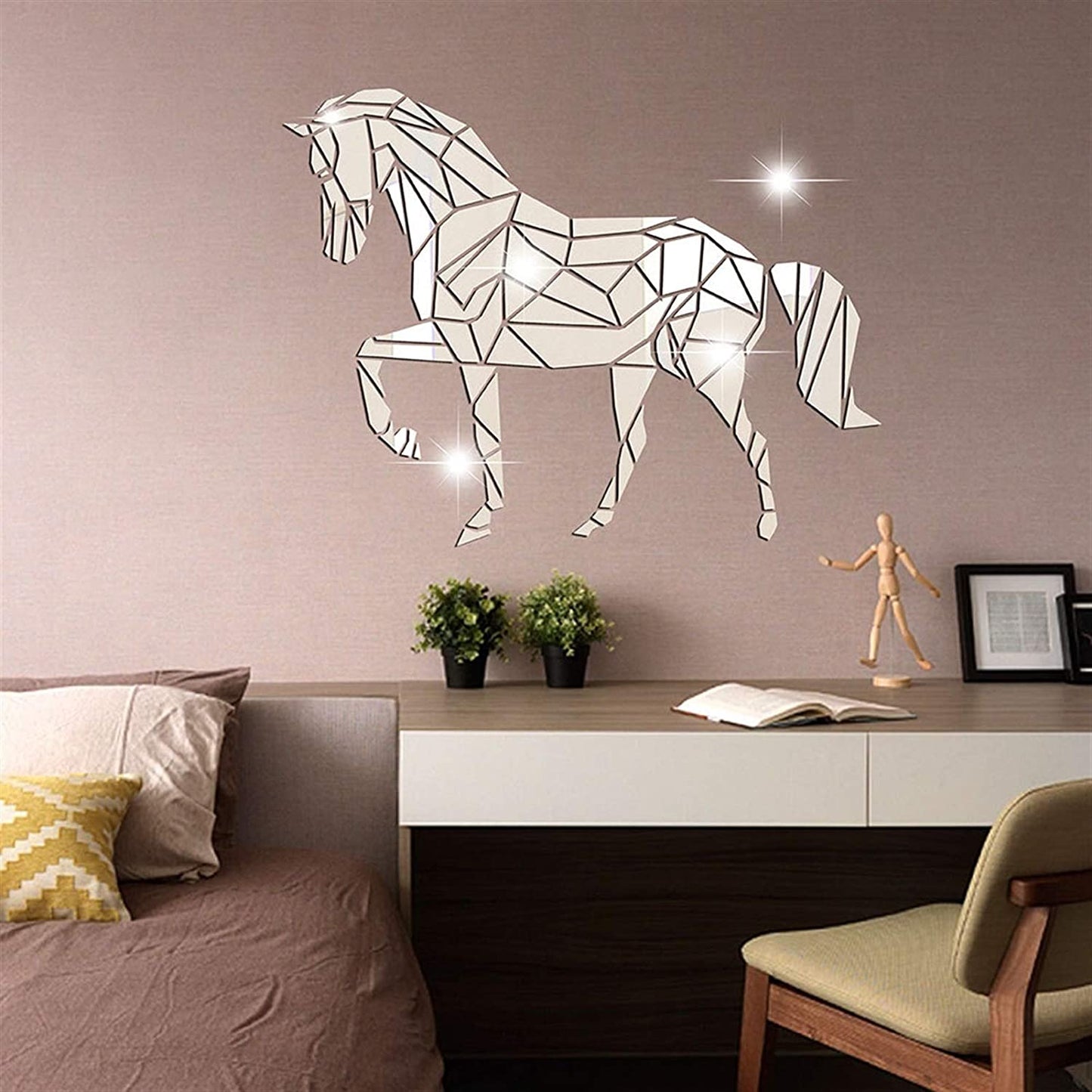 Large Acrylic Horse Mirror Wall Art - Al Marwati Decor