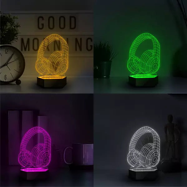 Headphone 3D Illusion Lamp - Al Marwati Decor