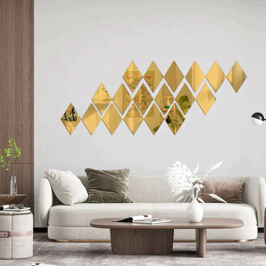 Acrylic Rhombus Mirror Wall Stickers - Al Marwati Decor