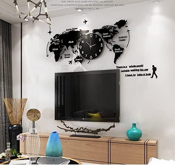 World Map Stylish 3D Wall Clock For Home Decor Living Room Bed Room Office Unique Clock Best Gift Item Best For Wall Decor - Al Marwati Decor