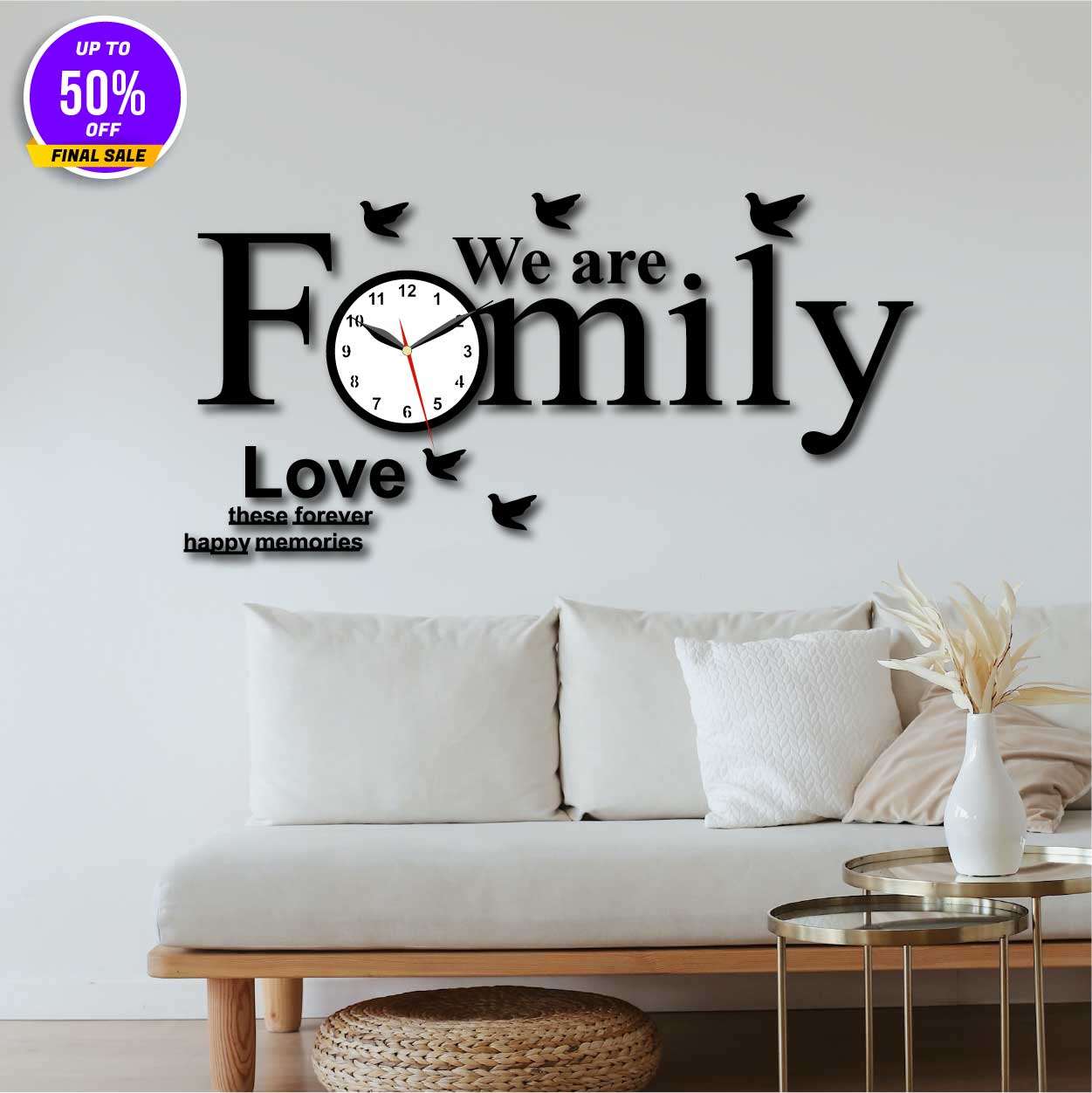 We are Family wall clock - Al Marwati Decor