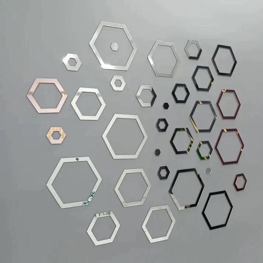 Acrylic Hexagon Ring Mirror Wall Stickers - Al Marwati Decor