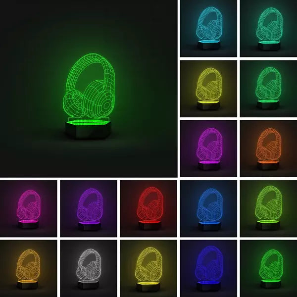Headphone 3D Illusion Lamp - Al Marwati Decor