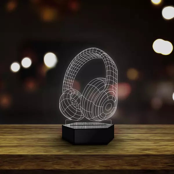 Headphone 3D Illusion Lamp - Al Marwati Decor