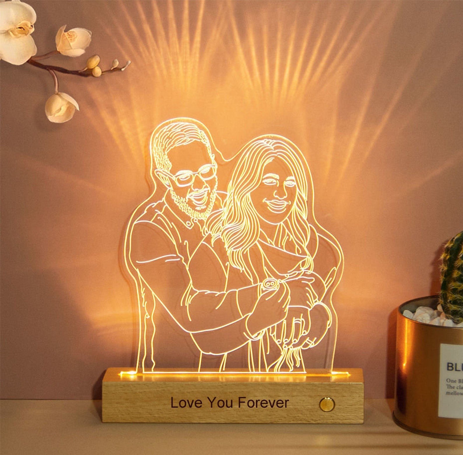 Custom 3D Photo Night Lamp | Personalized Photo Night Light w/ Portrait Illusion Design | 3D Custom Night Lamp from Photo | Anniversary Gift - Al Marwati Decor