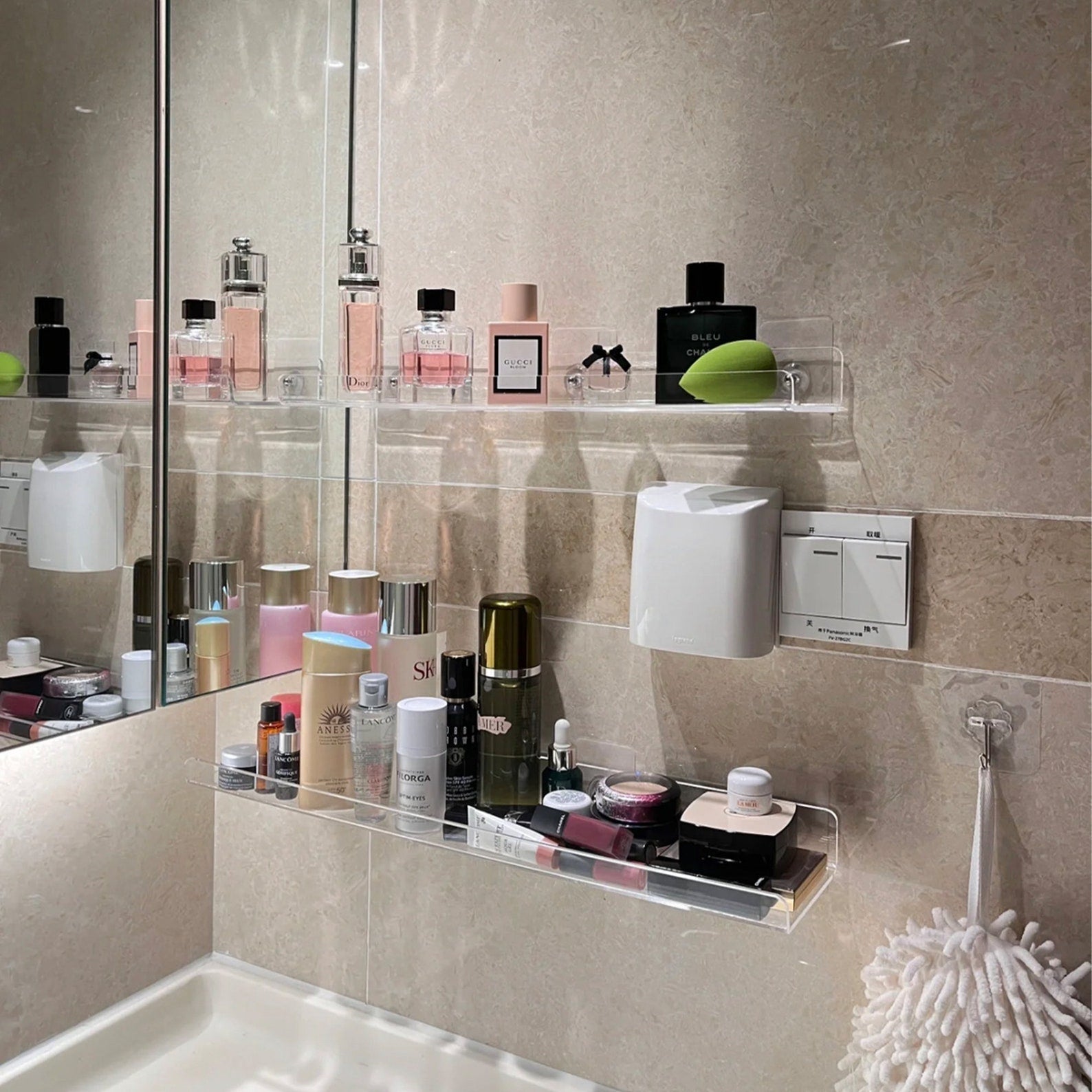 Acrylic shelves | Acylic Holder | Kitchen Organizer | Bookshelf | Hanging Organizer | Bathroom Organizer | Wall Mounted Holder - Al Marwati Decor