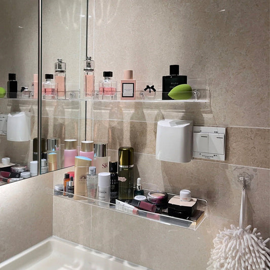 Acrylic shelves | Acylic Holder | Kitchen Organizer | Bookshelf | Hanging Organizer | Bathroom Organizer | Wall Mounted Holder - Al Marwati Decor