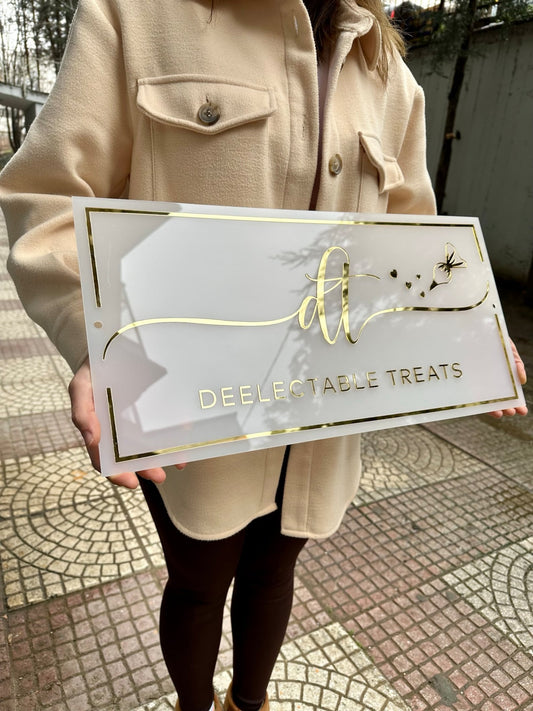 Rectangular Sign, Acrylic Logo Sign, Frosted Acrylic Sign - Al Marwati Decor