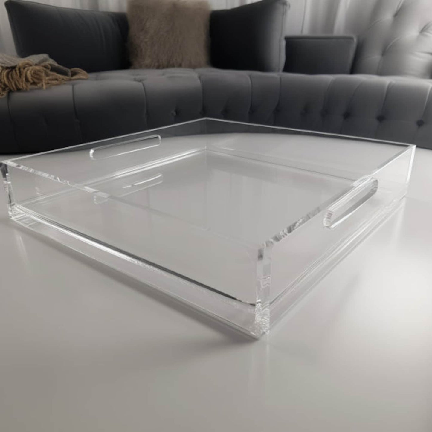 Handcrafted Ottoman Tray | Clear Large Acrylic Tray | Clear Perspex Acrylic| Modern Home Decor | Serving Tray - Al Marwati Decor
