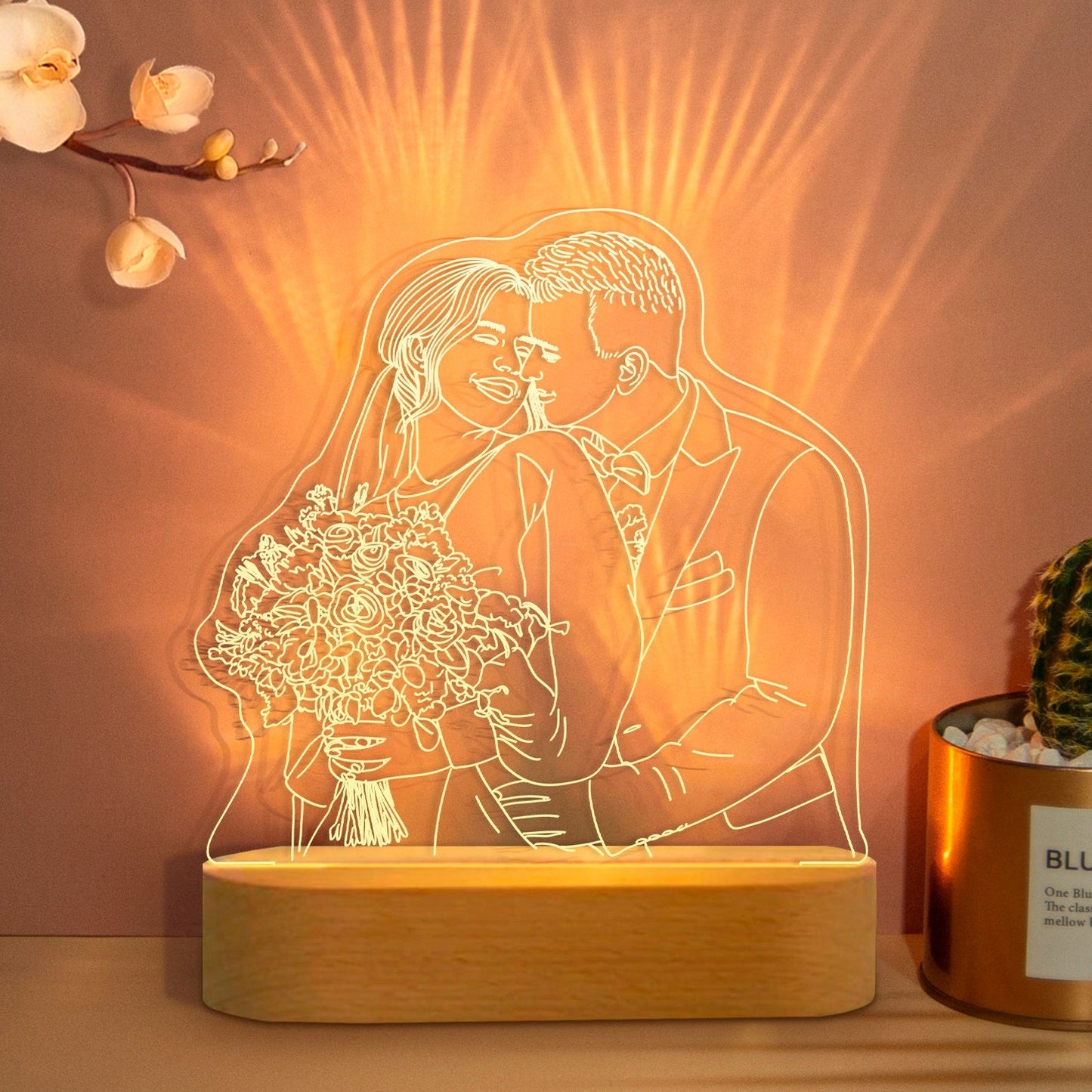 Custom 3D Photo Night Lamp | Personalized Photo Night Light w/ Portrait Illusion Design | 3D Custom Night Lamp from Photo | Anniversary Gift - Al Marwati Decor