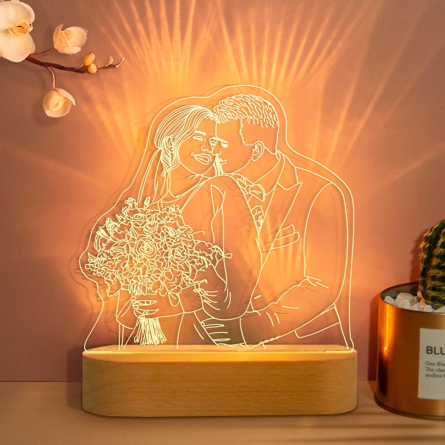 Custom 3D Photo Night Lamp | Personalized Photo Night Light w/ Portrait Illusion Design | 3D Custom Night Lamp from Photo | Anniversary Gift - Al Marwati Decor