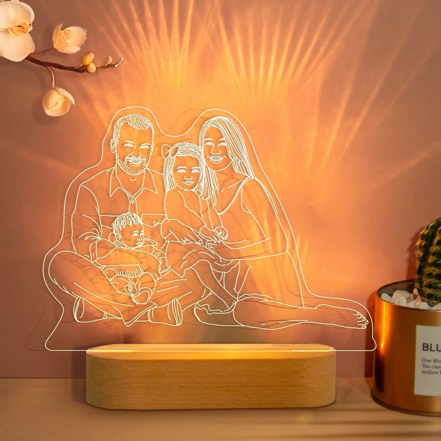 Custom 3D Photo Night Lamp | Personalized Photo Night Light w/ Portrait Illusion Design | 3D Custom Night Lamp from Photo | Anniversary Gift - Al Marwati Decor