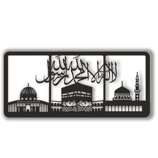 Al Aqsa, Masjid Al Haram, An Nabawi, Word A Tawhid, Kaaba Wall Art - Al Marwati Decor