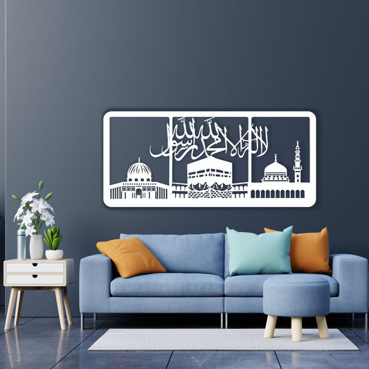 Al Aqsa, Masjid Al Haram, An Nabawi, Word A Tawhid, Kaaba Wall Art - Al Marwati Decor