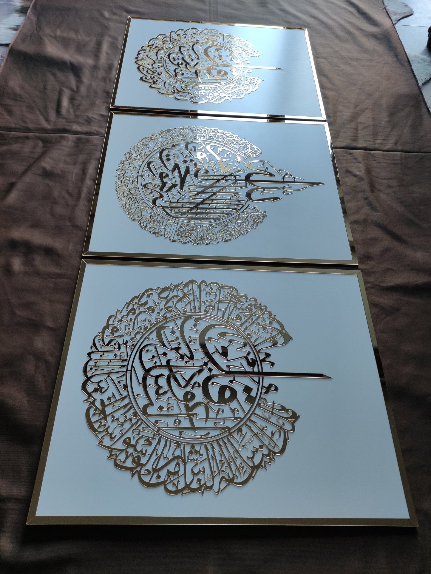 Set of 3, Ayatul Kursi, Surah Al Falaq, Surah An Nas, Qul surah, Islamic Home Decor, - Al Marwati Decor