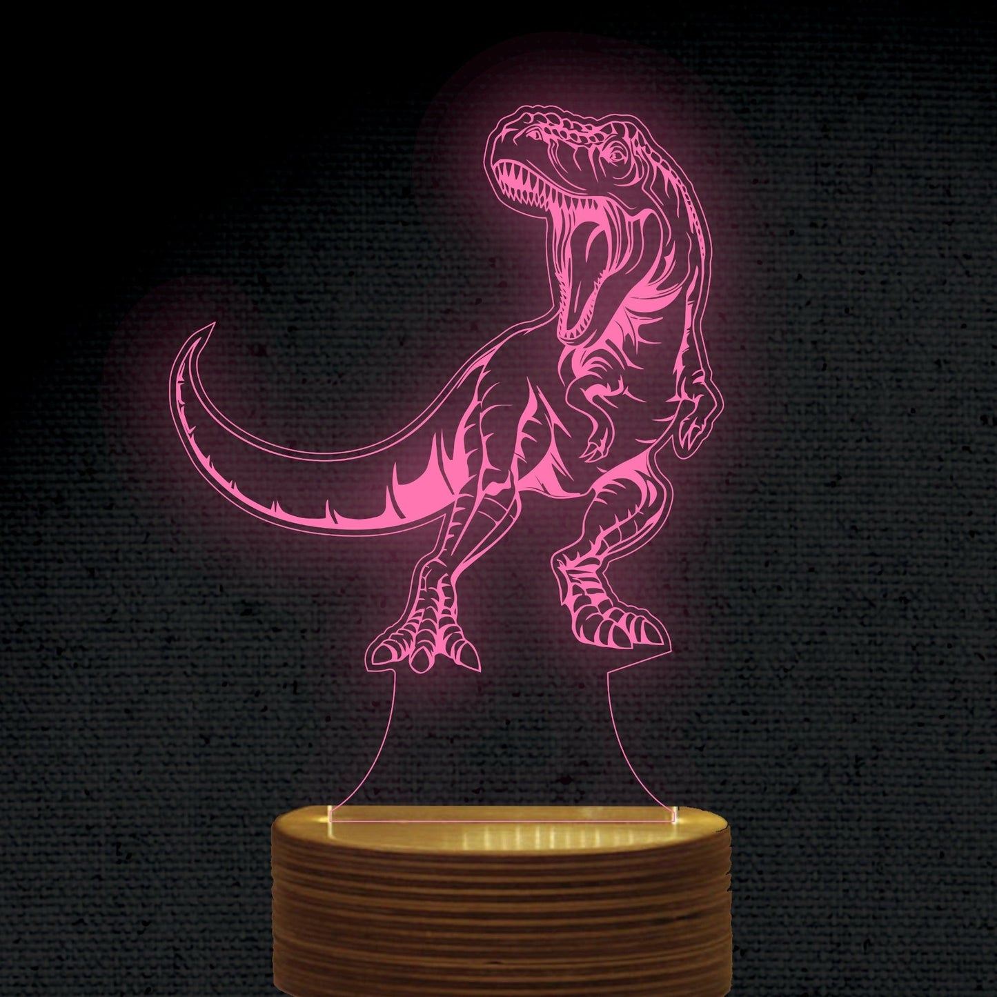 Dinosaur Rex 3D Illusion Acrylic Hologram Night Led Lamp - Al Marwati Decor
