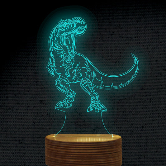 Dinosaur Rex 3D Illusion Acrylic Hologram Night Led Lamp - Al Marwati Decor