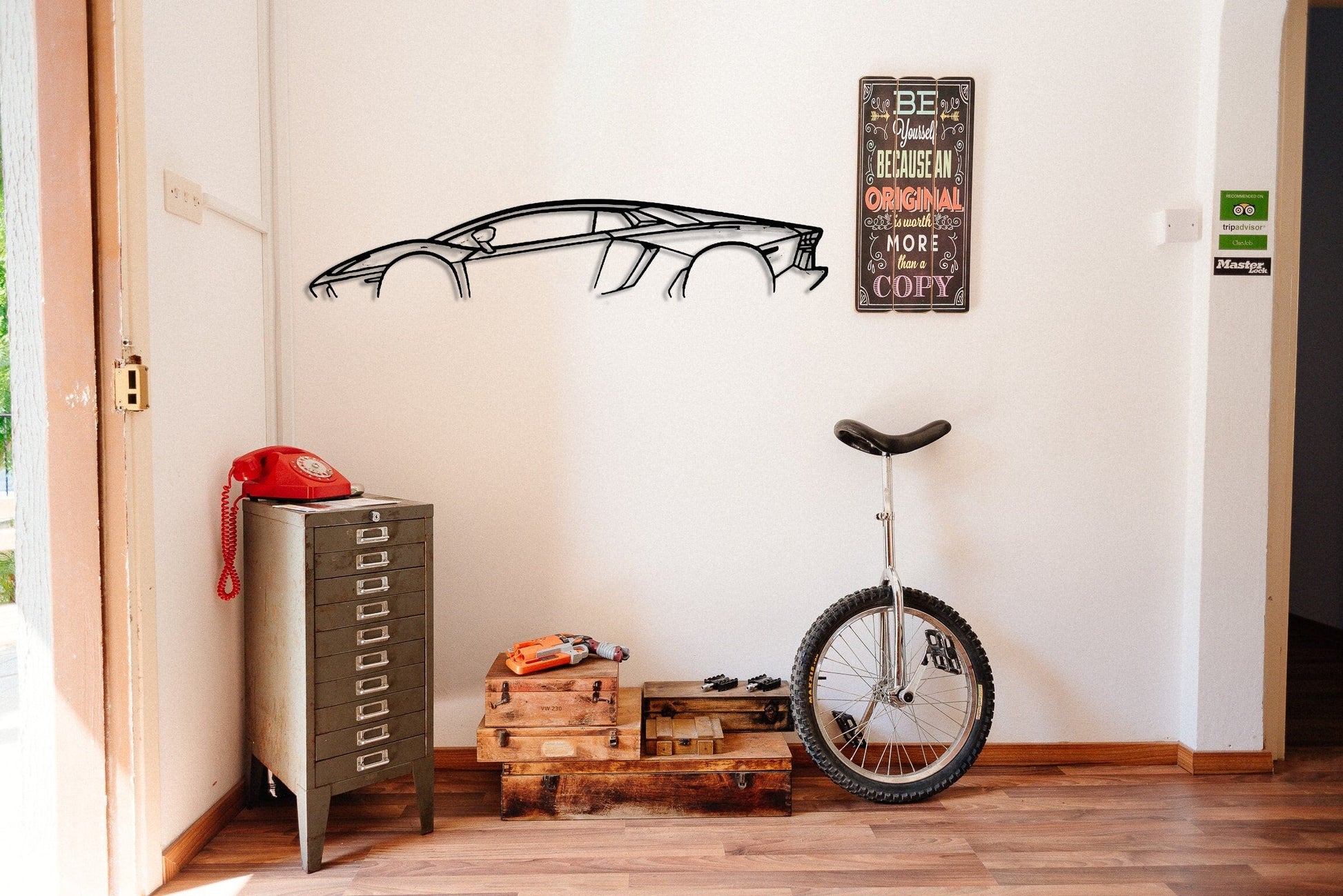 Lamborghini Car Garage Wall Decor, Automotive Sign, Gift For Him, Decor Of Car, Custom Car Wall Art - Al Marwati Decor