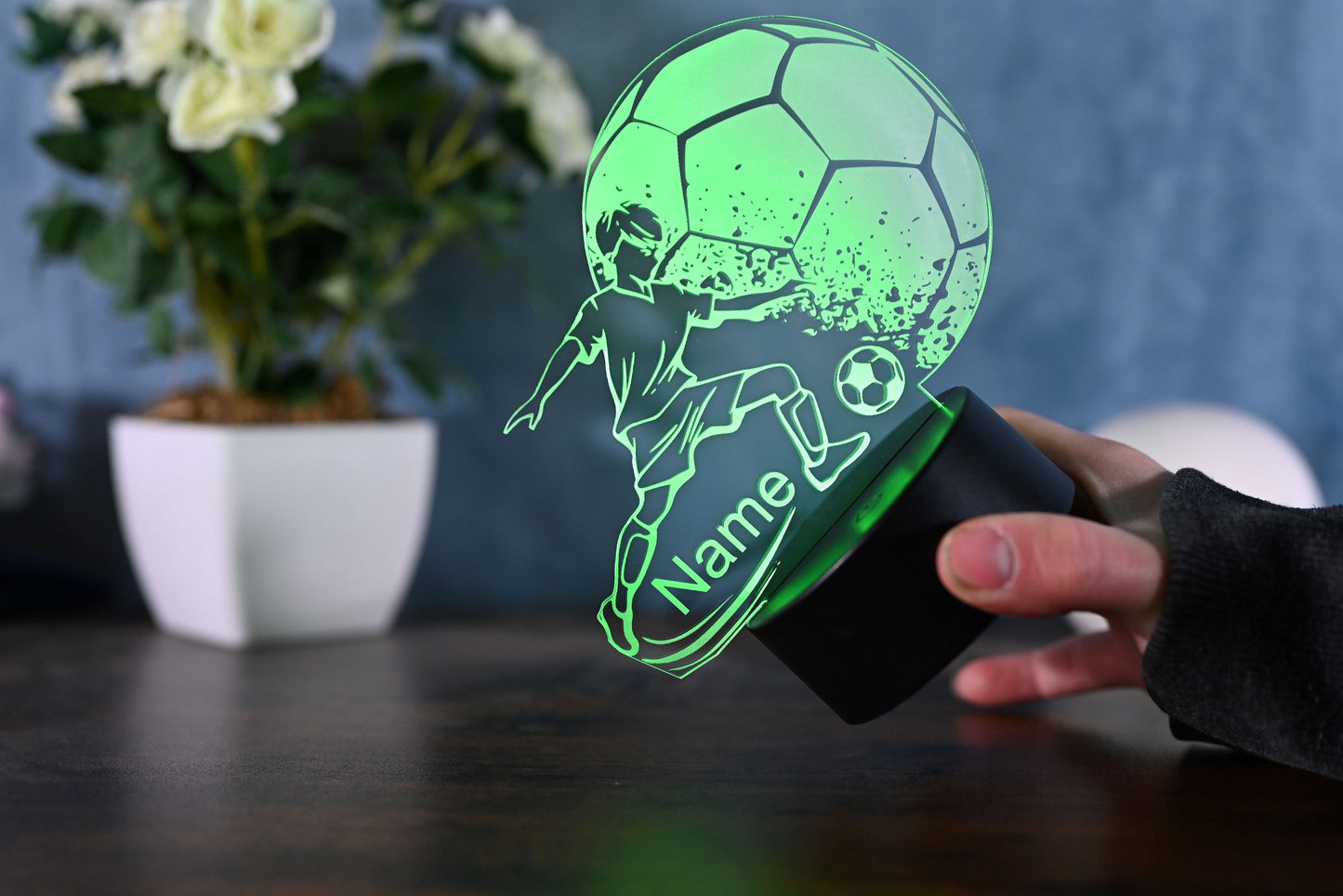 Personalized Soccer Lamp - Unique Bedroom Night Light and Home Decor Gift for Kids and Soccer Fans - Al Marwati Decor