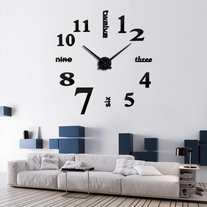 Big Quartz DIY 3D Acrylic Mirror Wall Clock - Al Marwati Decor