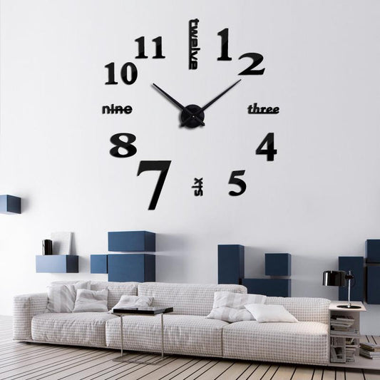 Big Quartz DIY 3D Acrylic Mirror Wall Clock - Al Marwati Decor